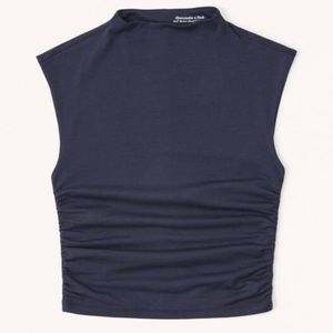 Abercrombie Ruched Shell Top, Size Medium, Navy Blue, NWT